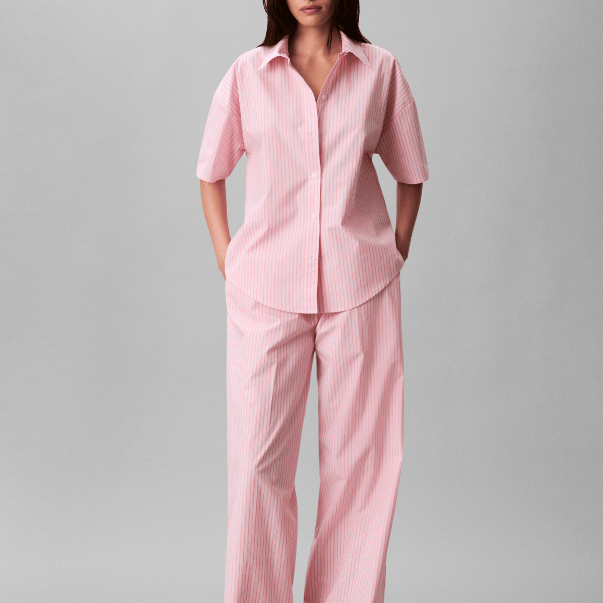 Calvin Klein pyjamas, pink - LV00QS7637 - 31F - Sera Stripe Cradle Pink