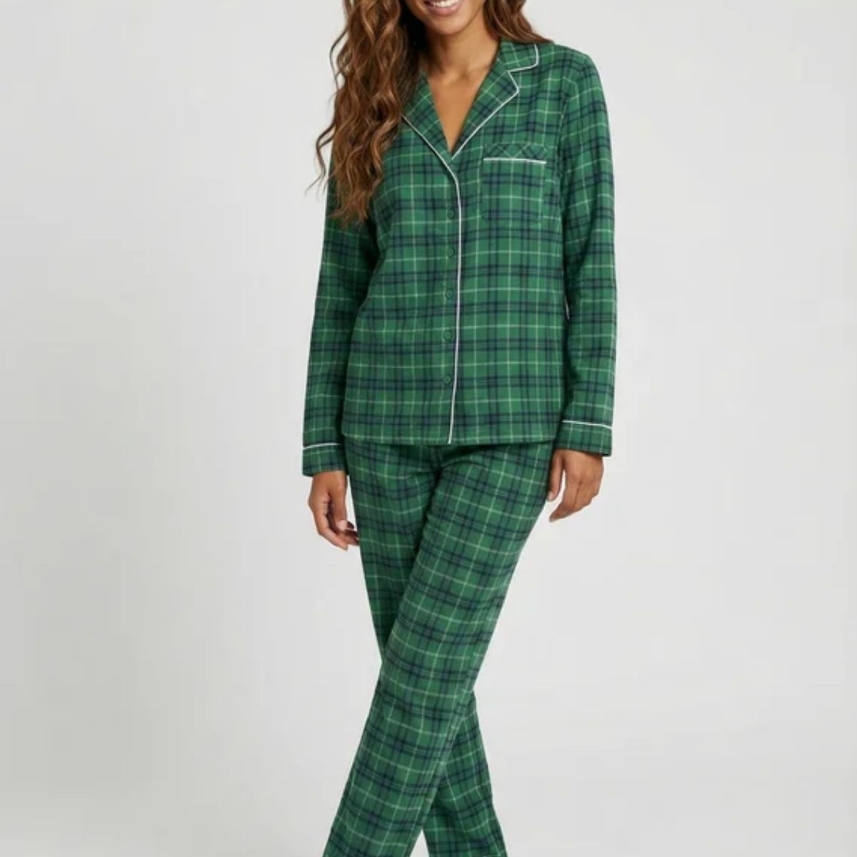 Lascana X-Mas Gift pyjamas, grøn - BA-94-54 - green check - Green Check
