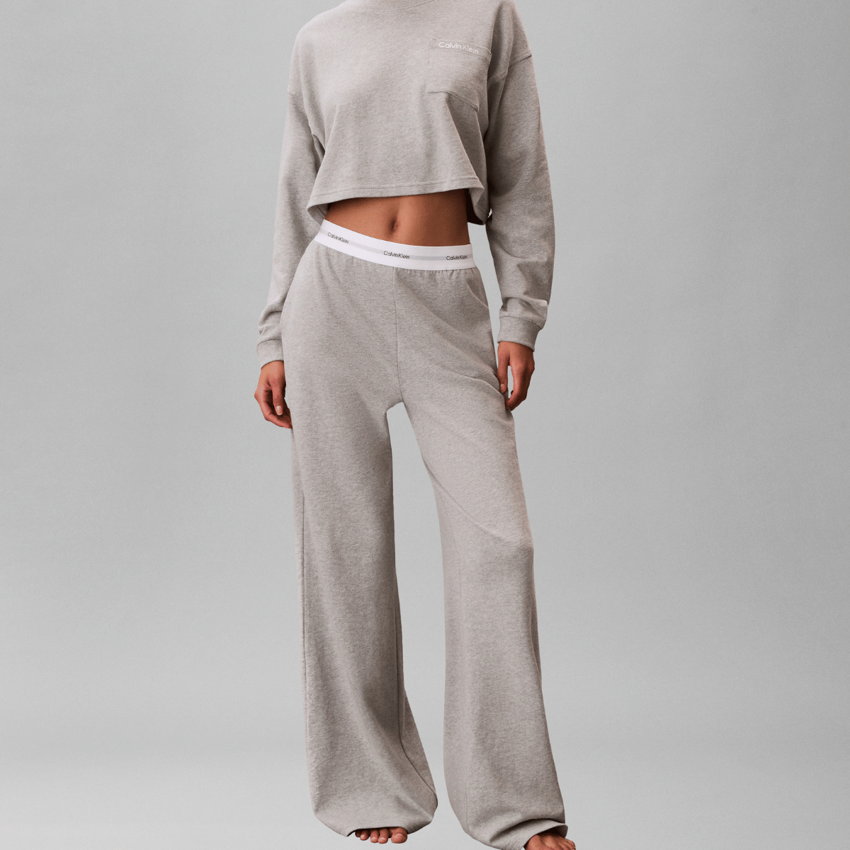 Calvin Klein Logo natbukser, grå - LV00QS7518 - P7A - Grey Heather