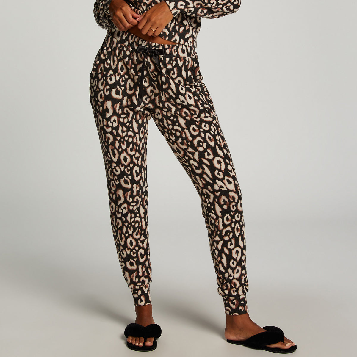 Hunkemöller Brushed Jersey Leopard - Black - 203204-BLACK