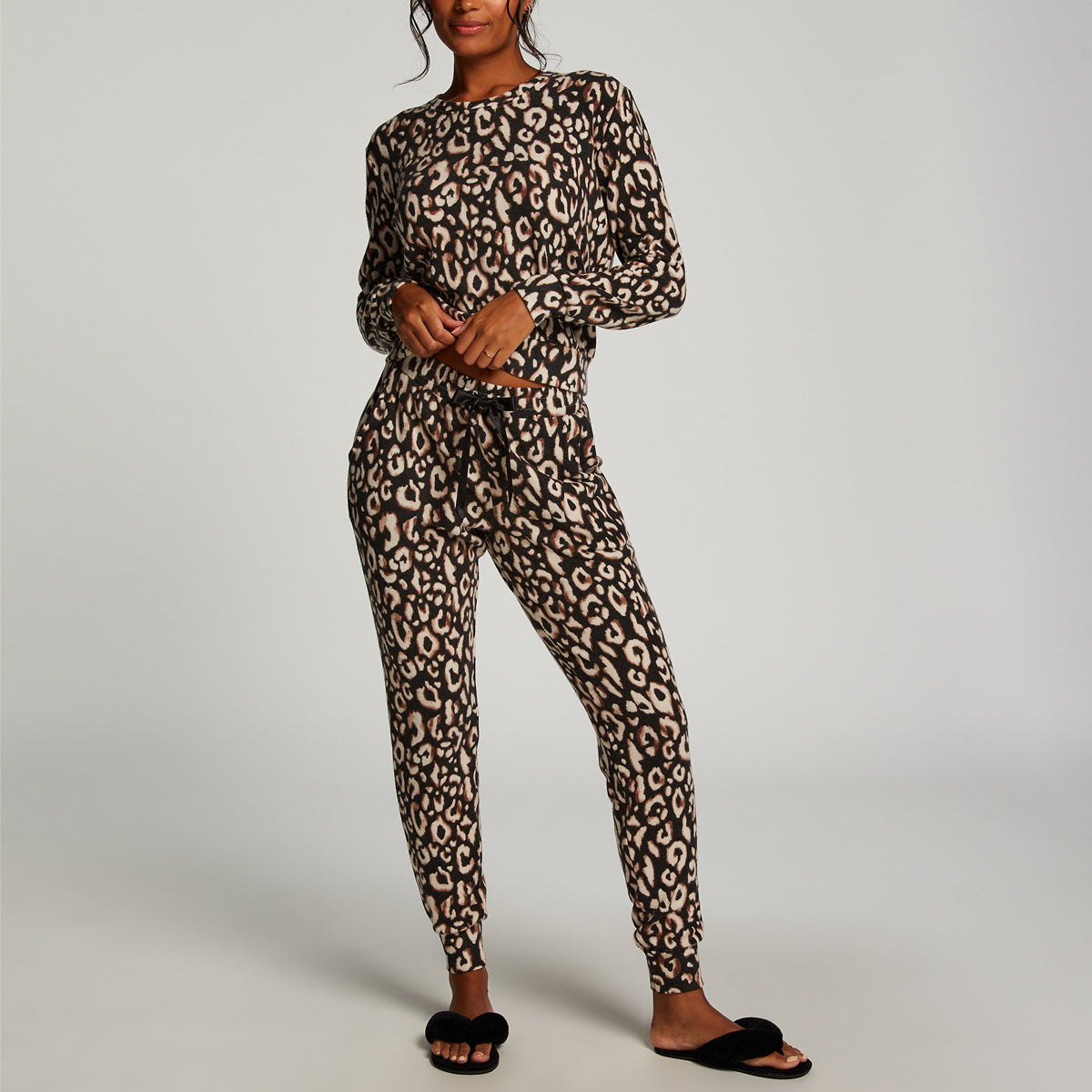 Hunkemöller Brushed Jersey Leopard - Black - 203204-BLACK
