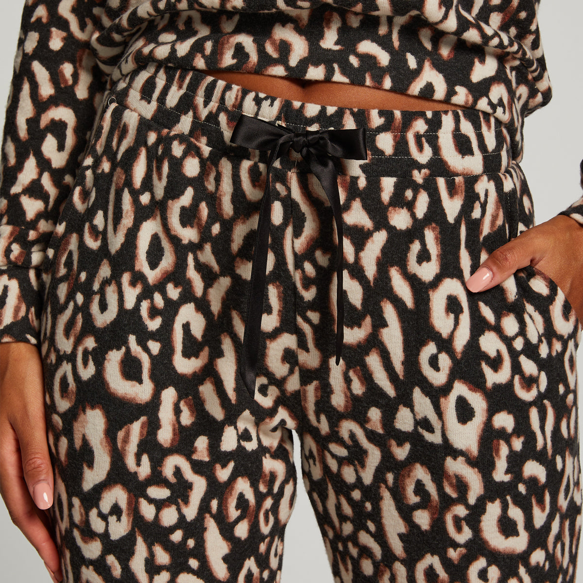 Hunkemöller Brushed Jersey Leopard - Black - 203204-BLACK