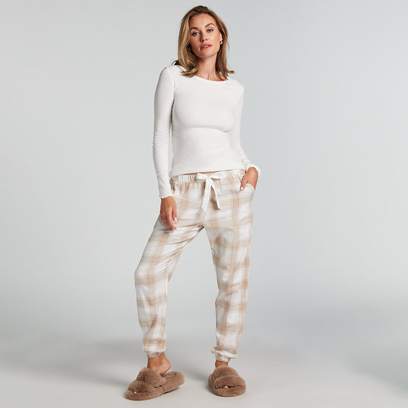 Hunkemöller Flannel Check - Simply Taupe - 300663-Simply Taupe