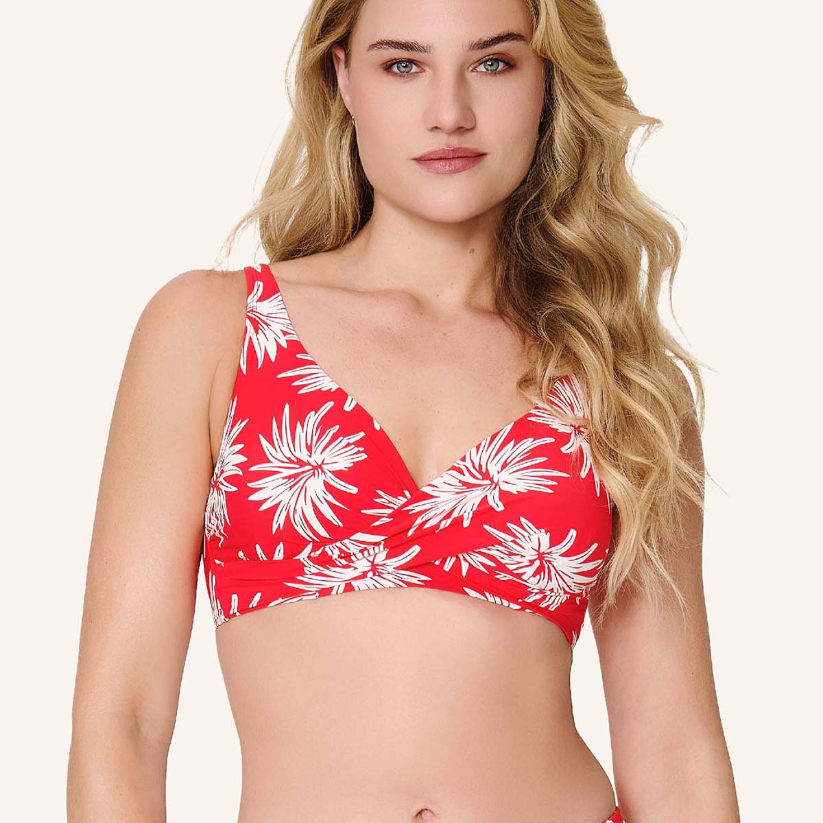 LingaDore Fresh Flowers bikini top med bøjle, rød - 8203A-1 - 343 - Leaf Stripe