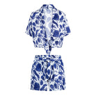 LingaDore t-shirt- og shorts-sæt, multi - 8206SET - 345 - Blue White Print