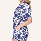 LingaDore t-shirt- og shorts-sæt, multi - 8206SET - 345 - Blue White Print