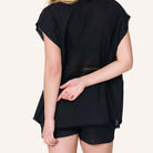 LingaDore Comfy days t-shirt- og shorts-sæt, sort - 8233 - 02 - Black