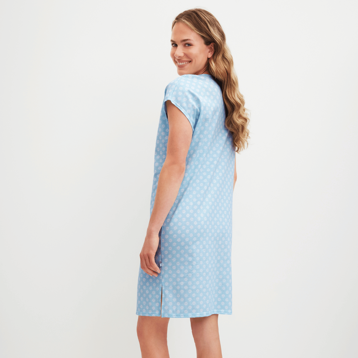 Calida Lovely Nights natkjole, lyseblå - 36052 - 545 - Cascade Blue