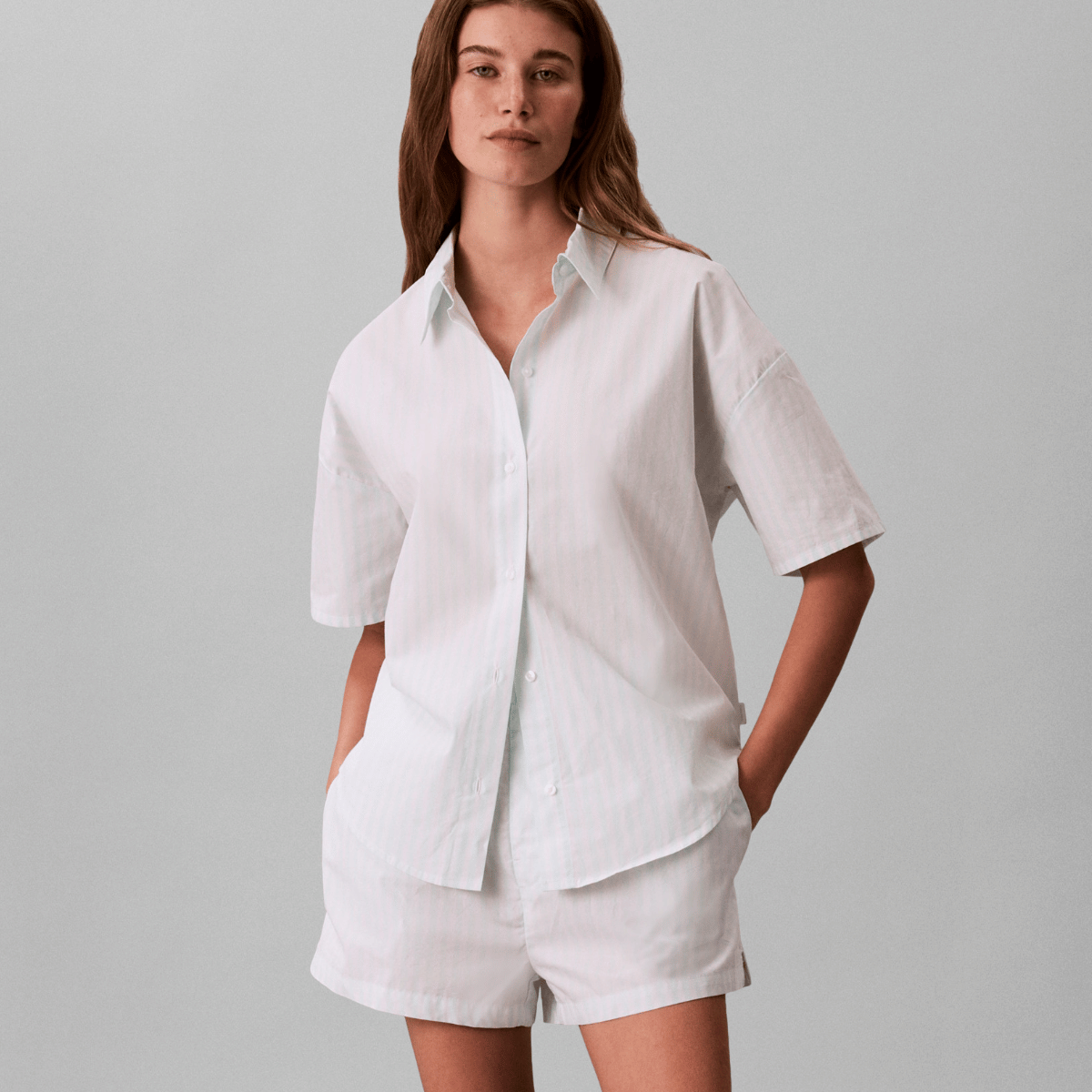 Calvin Klein pyjamas, grøn - LV00QS7654 - 31H - Penny Stripe Feel The Mint