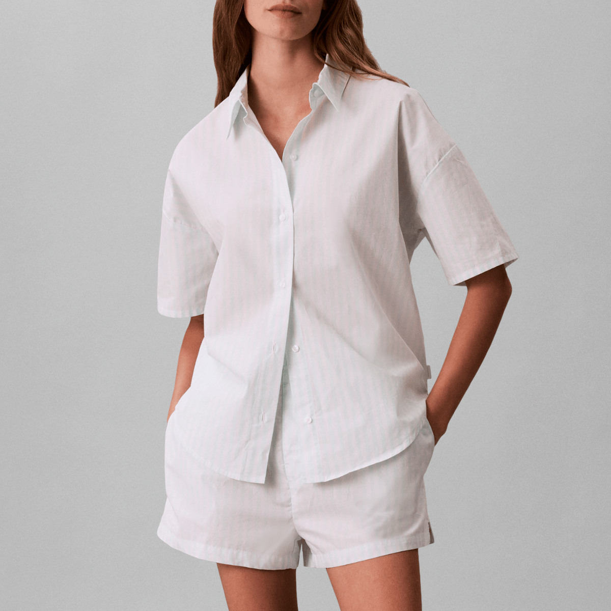 Calvin Klein pyjamas, grøn - LV00QS7654 - 31H - Penny Stripe Feel The Mint