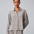 Calvin Klein Flannel Sleep natskjorte, grå - LV00QS7707 - 4IW - Sophie Plaid + Jasper Heather